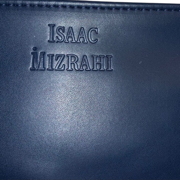 NWT ISAAC MIZRAHI Designer Cream & Navy Blue Checkered Everyday Tote Bag - Picture 4 of 7